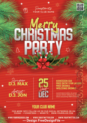 Merry Christmas 2024 Party Night Flyer Template Psd