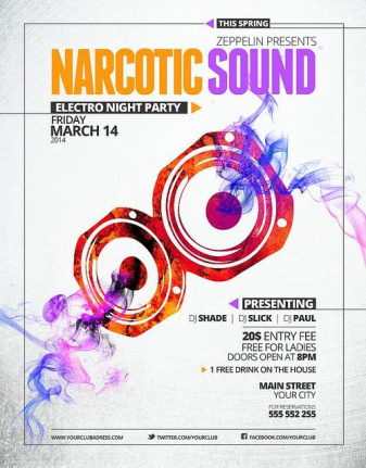 Narcotic Sound Night Party Flyer Template Psd