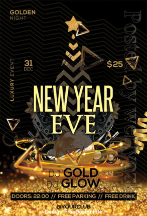 2024 New Year Eve Poster And Flyer Template Psd