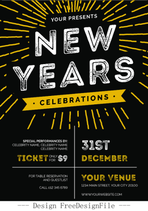 2024 New Years Celebration Flyer Template Design Psd