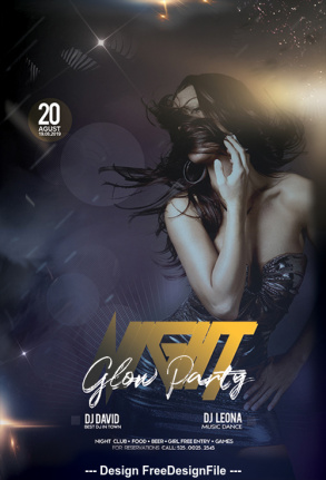 Night Glow Party Flyer Template Psd