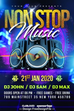 Non Stop Music Party Flyer Template Psd