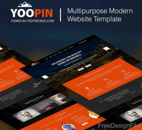 Orange With Black Modern Website Design Psd