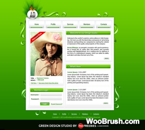 Original Design Green Website Template Psd