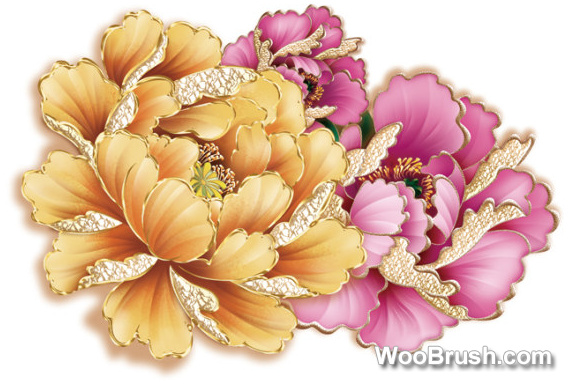 Ornate Peony Flower Graphics Psd