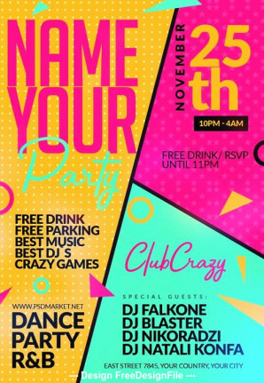 Party Flyer Colored Template Psd
