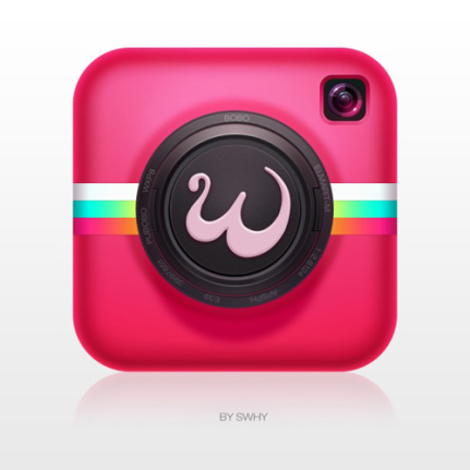 Pink Camera Icon Material Psd