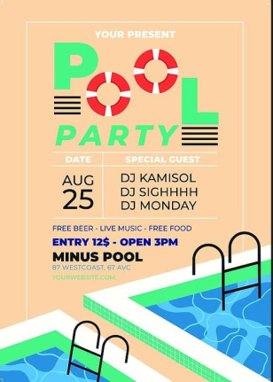 Pool Party Flyer Template Design Psd