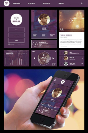 Purple Styles Music App Ui Kit Psd