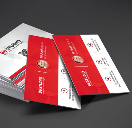 Red With White Business Card Template Psd