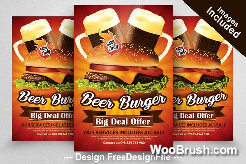 Restaurant Beer And Burger Flyer Template Psd
