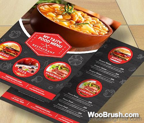 Restaurant Food Menu With Flyer Template Psd