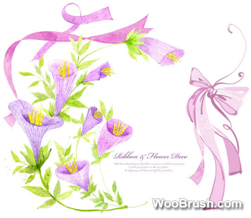 Ribbon With Flower Material Psd
