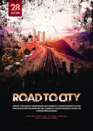 Road To City Movie Poster And Flyer Template Psd