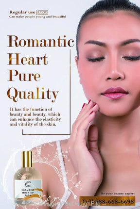 Romantic Heart Pure Quality Cosmetic Poster Template Psd