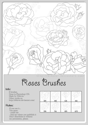 Roses Outlines Brushes Set