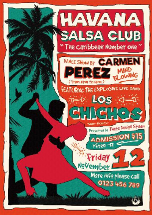 Salsa Club Flyer Vintage Template Psd