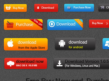 Set Of Buy Now And Download Buttons Psd