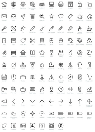 Set Of Media And Computer Outline Icons Psd