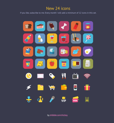 Set Of Food With Life Cute Icons Psd
