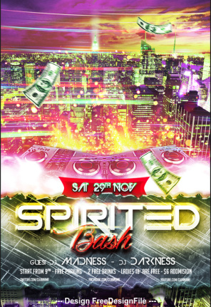 Spirited Party Flyer Template Design Psd