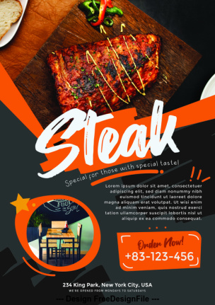 Steak Poster And Flyer Template Psd