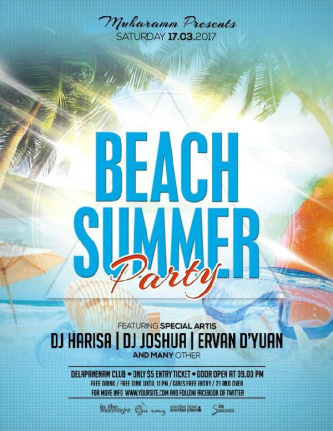 2024 Summer Beach Party Flyer Poster Template Psd