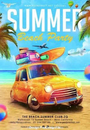 2024 Summer Beach Party Flyer Template Design Psd