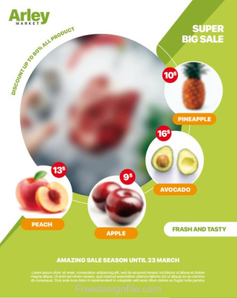 Supermarket Fruit Promotion Flyer Template Psd