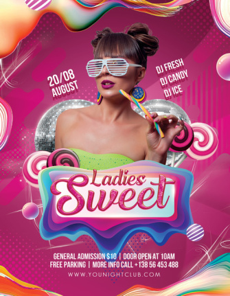 Sweet Ladies Night Party Flyer Template Psd