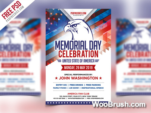 Usa Memorial Day Event Flyer Poste Template Psd