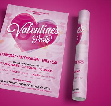 Valentines Party Invitation Flyer Template Psd