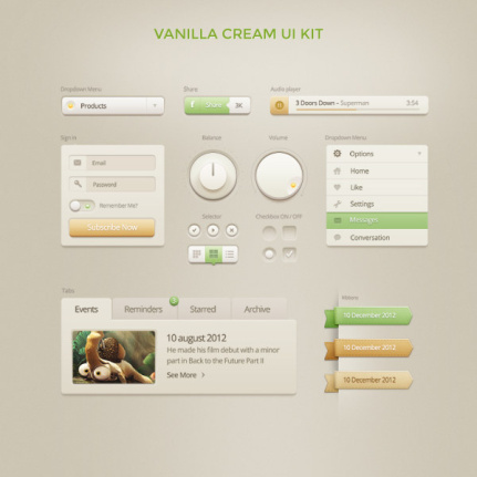 Vanilla Cream Style Ui Kit Psd