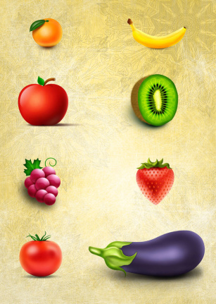 Vegetables And Fruits Material Psd