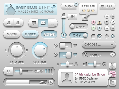 Vivid Baby Blue Button Psd