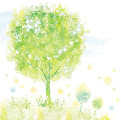 Watercolor Tree Background Psd