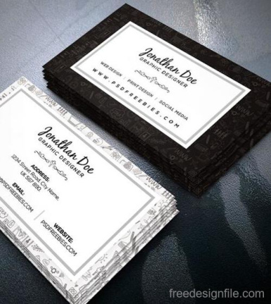 White With Black Designer Business Card Template Psd