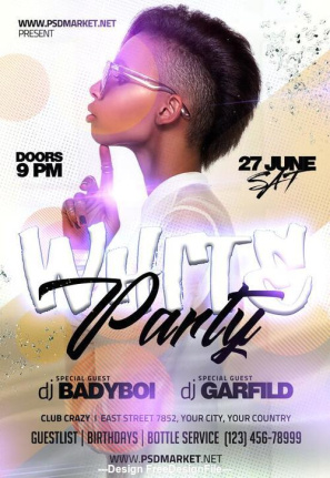 White Club Party Flyer Template Psd