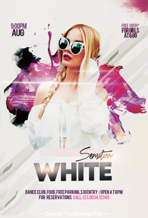White Sensation Party Flyer Design Template Psd