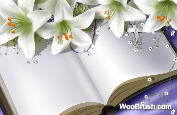 White Lilies And Book Graphics Psd