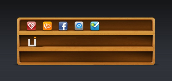 Wooden Frame And Icons Psd