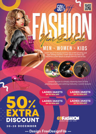 Year And Sale Fashion Flyer Template Psd