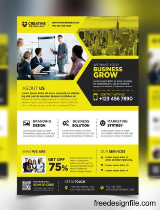 Yellow Styles Business Promotional Flyer Template Psd