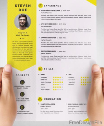 Yellow Styles Clean Resume Cv Template Psd